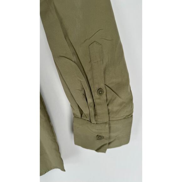 Frank And Oak The Fluid Long Sleeve Blouse Weeping Willow Green Womens XL New - Picture 8 of 11